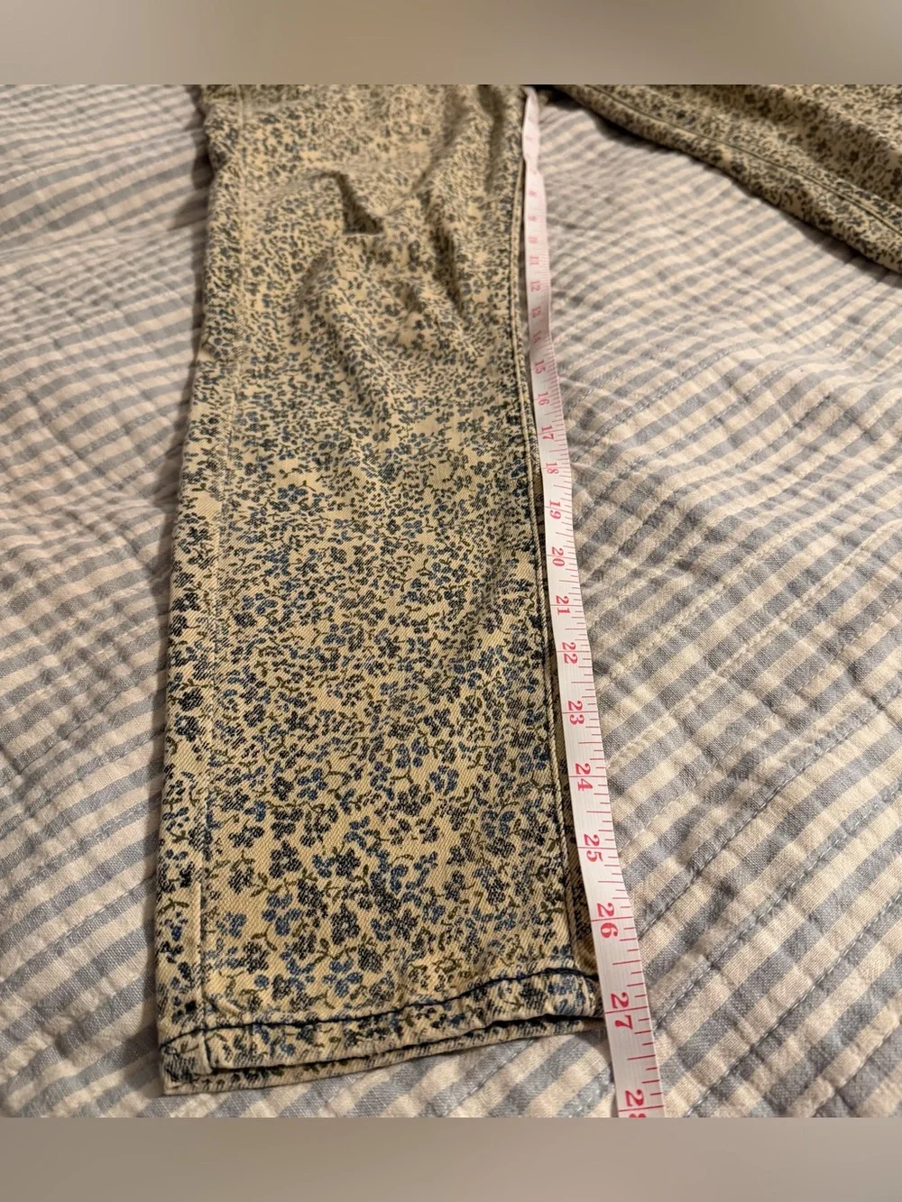Free People Womens Low-Rise Floral Print Jeans Blue Denim - Size 28